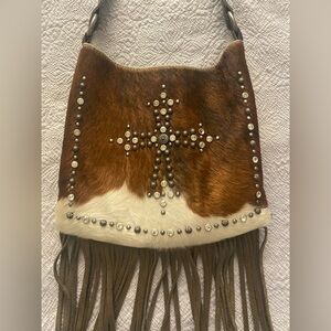 Bedazzled Cross Cowhide Purse - Made by Shyanne